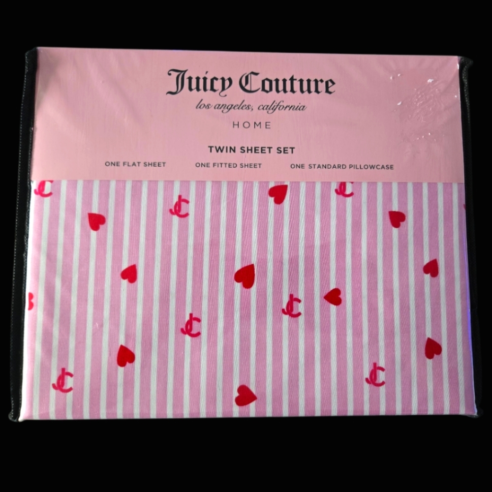 Juicy Couture Pink and White Striped Bedding Set